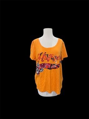 Tommy Hilfiger Orange Floral Logo Scoop Neck Tee
